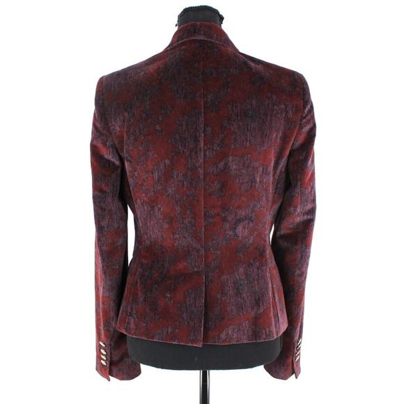 Dolce & Gabbana Velour Burgundy Floral Pattern Blazer 42 Single Breasted Jacket - Picture 6 of 8